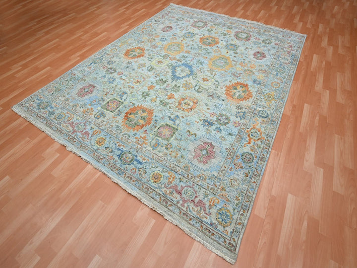 7'11" x 10'0" New Hand Knotted Blue Wool Rectangle Oriental Rug - MOA10275797