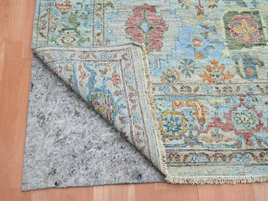 7'11" x 10'0" New Hand Knotted Blue Wool Rectangle Oriental Rug - MOA10275797
