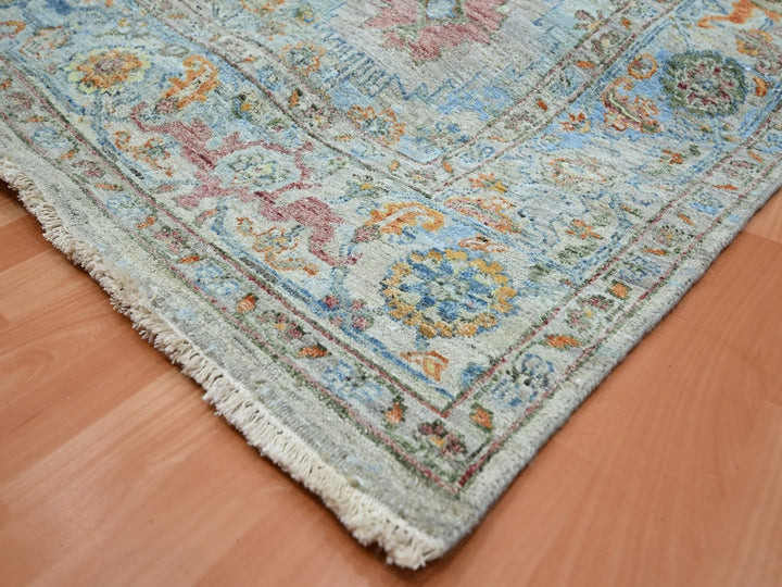 7'11" x 10'0" New Hand Knotted Blue Wool Rectangle Oriental Rug - MOA10275797