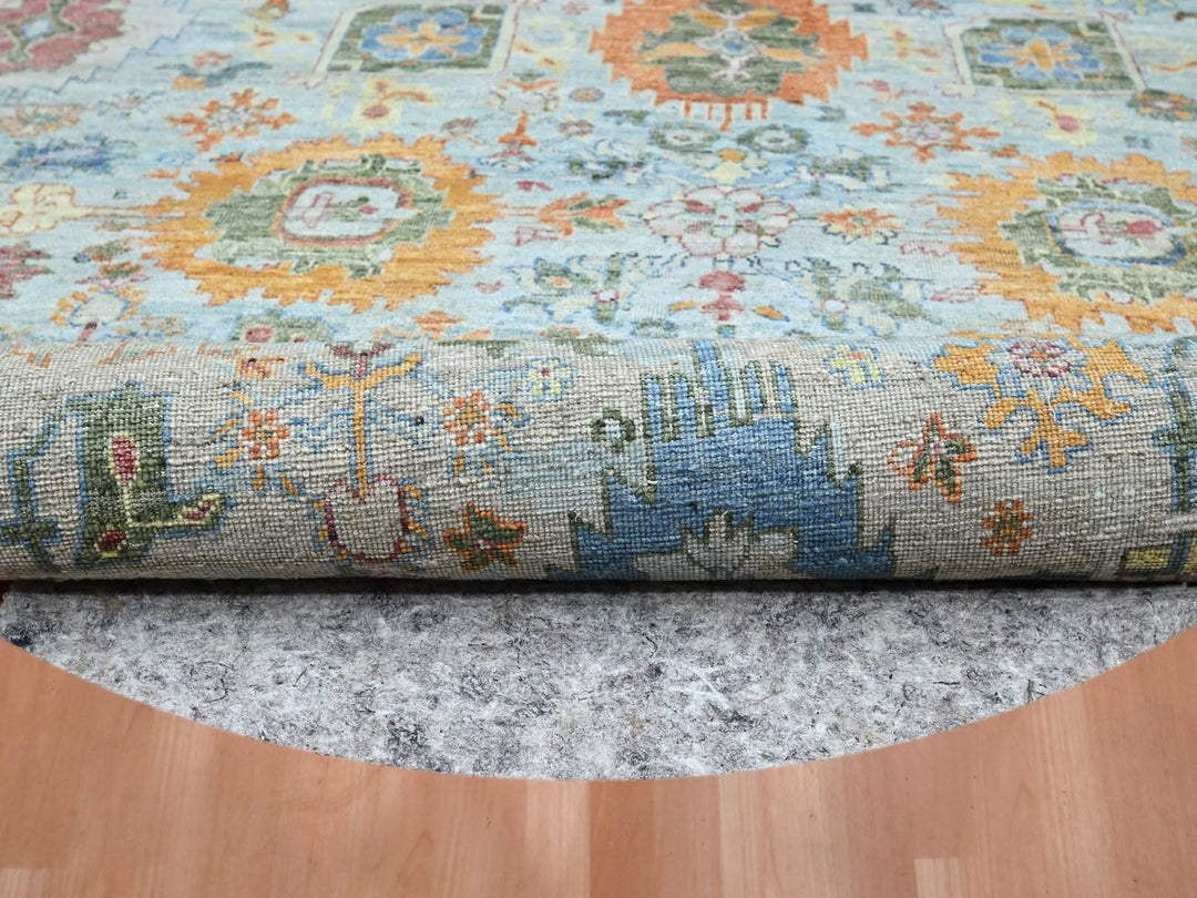 11'10" x 11'11" New Hand Knotted Blue Wool Round Oriental Rug - MOA10275798