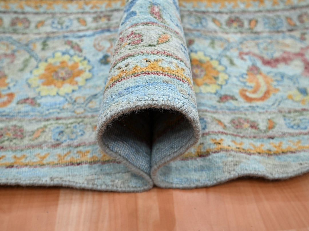 11'10" x 11'11" New Hand Knotted Blue Wool Round Oriental Rug - MOA10275798