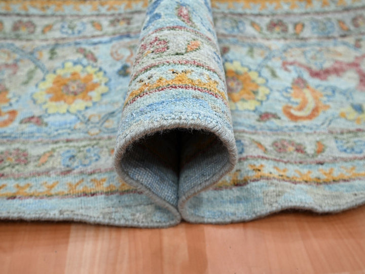 11'10" x 11'11" New Hand Knotted Blue Wool Round Oriental Rug - MOA10275798