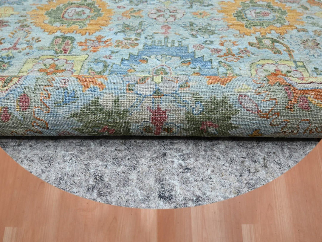 10'0" x 10'0" New Hand Knotted Blue Wool Round Oriental Rug - MOA10275799