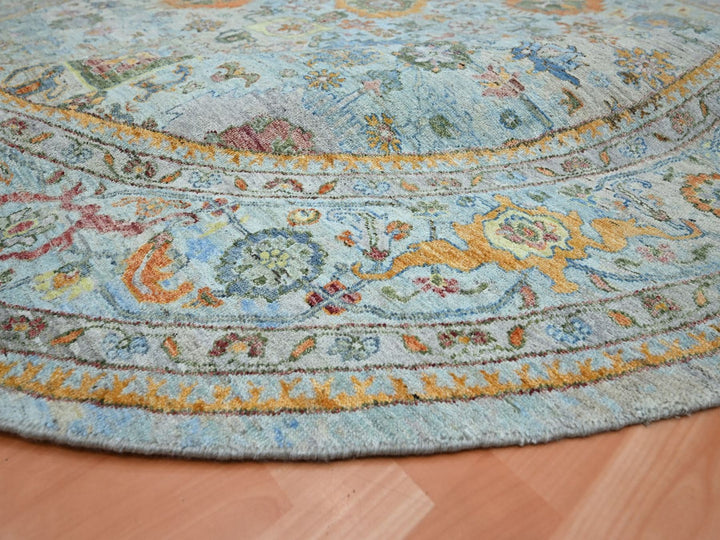 10'0" x 10'0" New Hand Knotted Blue Wool Round Oriental Rug - MOA10275799