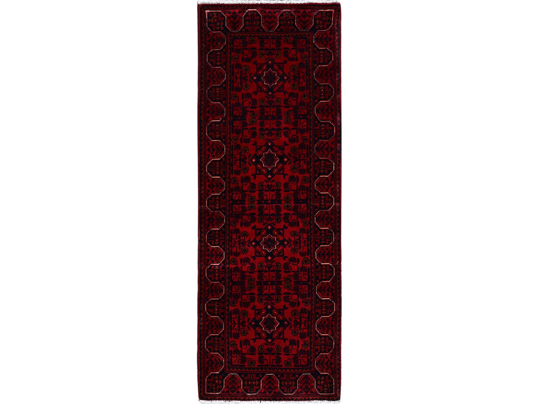 1'8" x 4'9" New Hand Knotted Red Wool Runner Oriental Rug - MOA102757