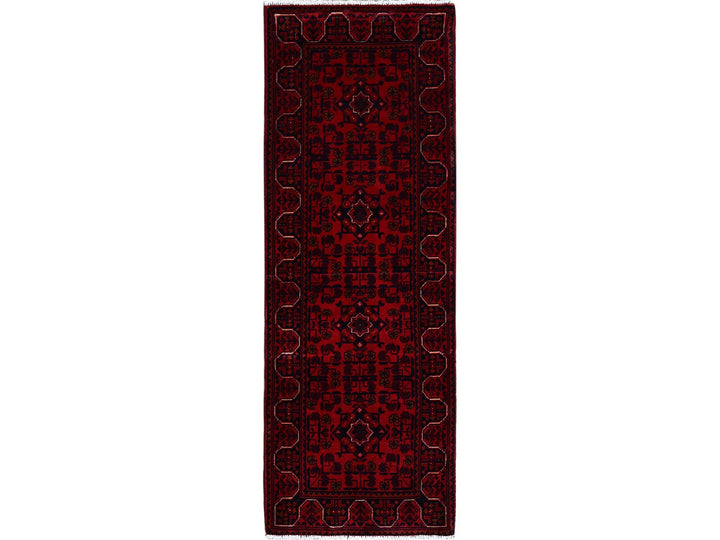 1'8" x 4'9" New Hand Knotted Red Wool Runner Oriental Rug - MOA102757