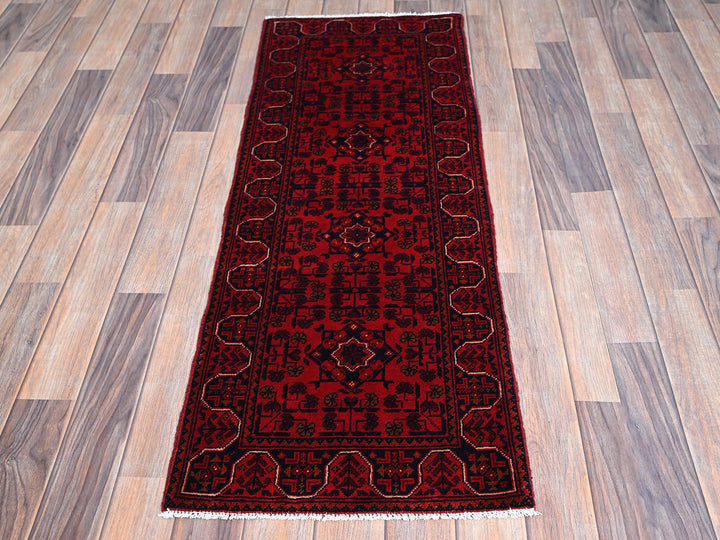 1'8" x 4'9" New Hand Knotted Red Wool Runner Oriental Rug - MOA102757