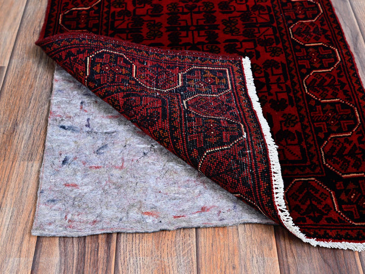 1'8" x 4'9" New Hand Knotted Red Wool Runner Oriental Rug - MOA102757