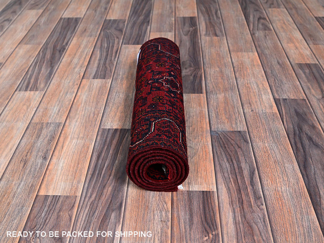 1'8" x 4'9" New Hand Knotted Red Wool Runner Oriental Rug - MOA102757