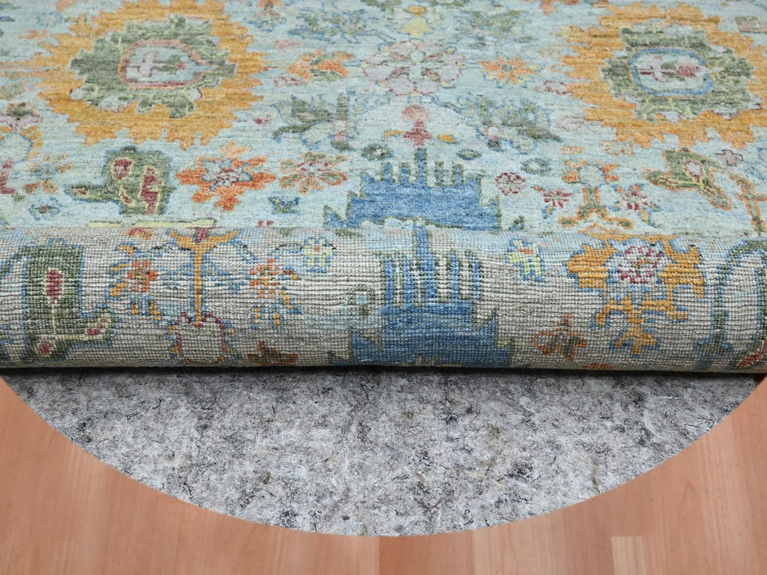 8'1" x 8'1" New Hand Knotted Blue Wool Round Oriental Rug - MOA10275800