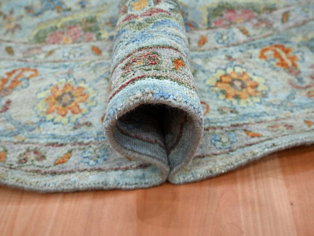 8'1" x 8'1" New Hand Knotted Blue Wool Round Oriental Rug - MOA10275800