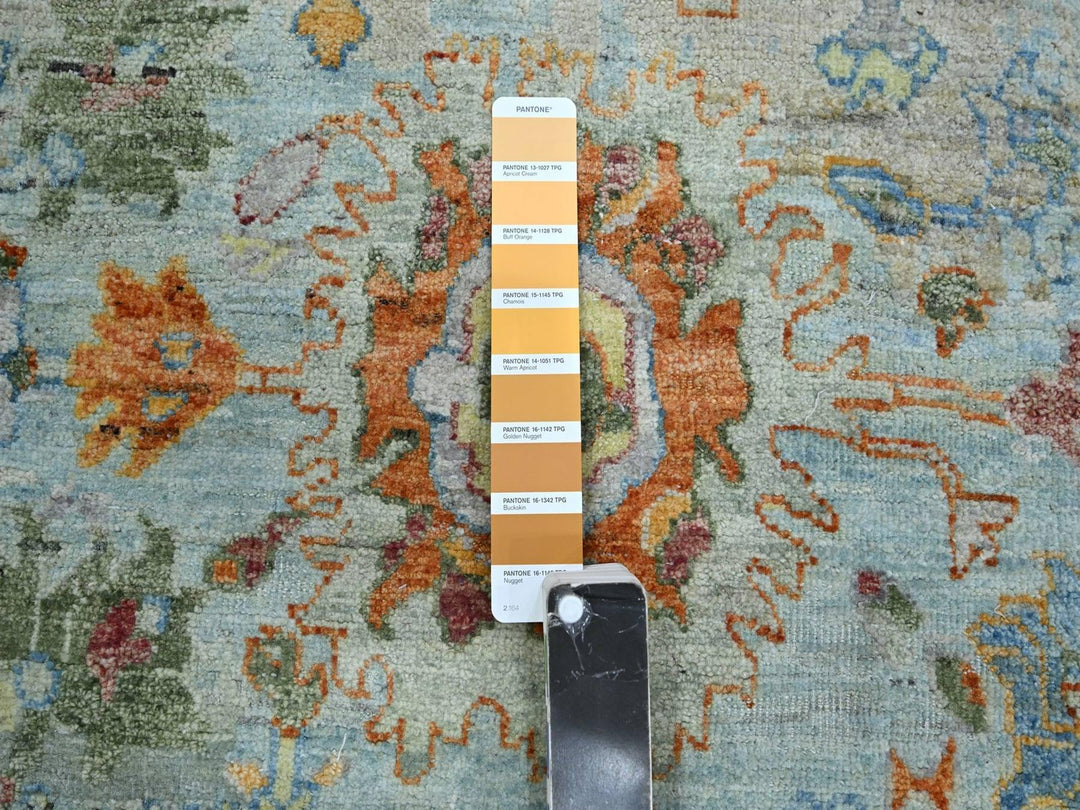 8'1" x 8'1" New Hand Knotted Blue Wool Round Oriental Rug - MOA10275800