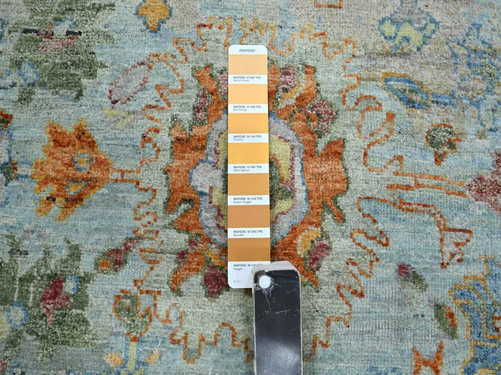 8'1" x 8'1" New Hand Knotted Blue Wool Round Oriental Rug - MOA10275800