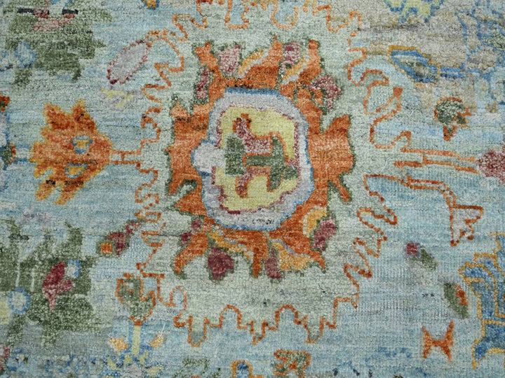 8'1" x 8'1" New Hand Knotted Blue Wool Round Oriental Rug - MOA10275800