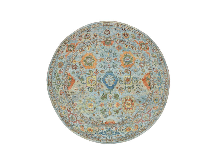 5'10" x 5'10" New Hand Knotted Blue Wool Round Oriental Rug - MOA10275801