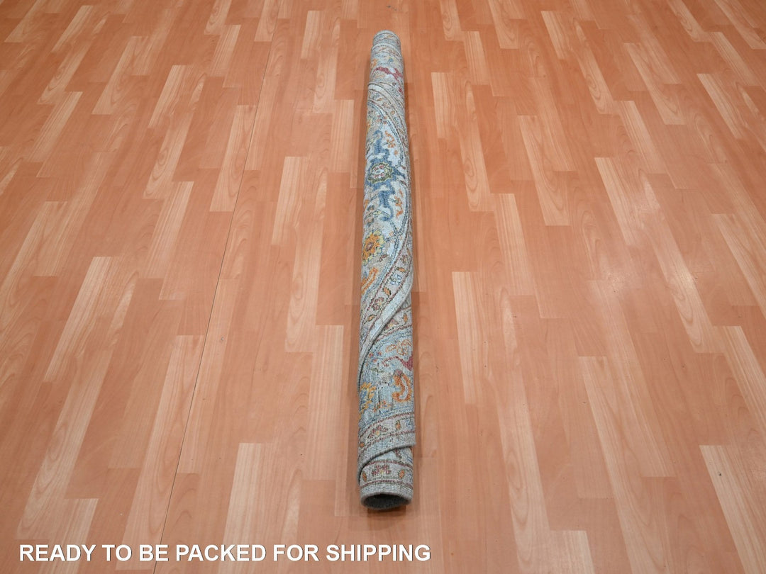 5'10" x 5'10" New Hand Knotted Blue Wool Round Oriental Rug - MOA10275801