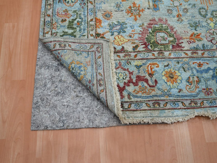 6'0" x 9'0" New Hand Knotted Blue Wool Rectangle Oriental Rug - MOA10275802