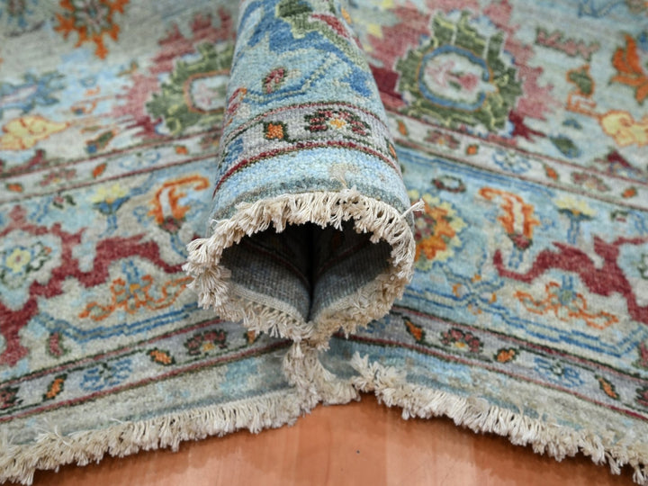 6'0" x 9'0" New Hand Knotted Blue Wool Rectangle Oriental Rug - MOA10275802