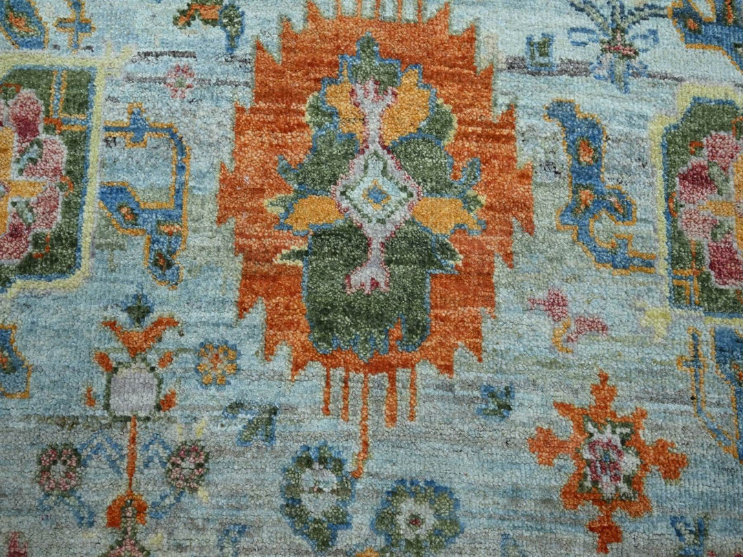 6'0" x 9'0" New Hand Knotted Blue Wool Rectangle Oriental Rug - MOA10275802