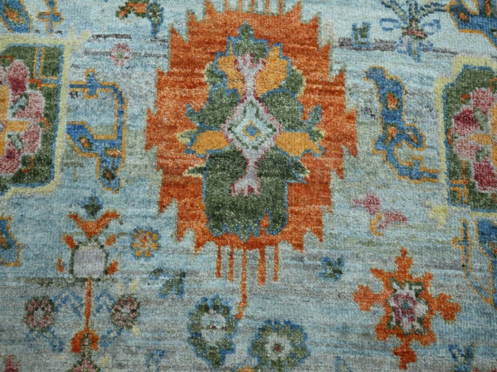 6'0" x 9'0" New Hand Knotted Blue Wool Rectangle Oriental Rug - MOA10275802