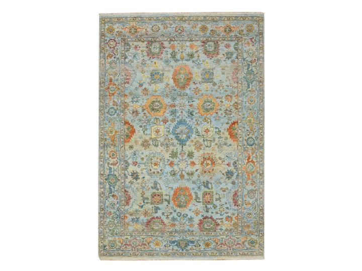 5'11" x 8'11" New Hand Knotted Blue Wool Rectangle Oriental Rug - MOA10275803