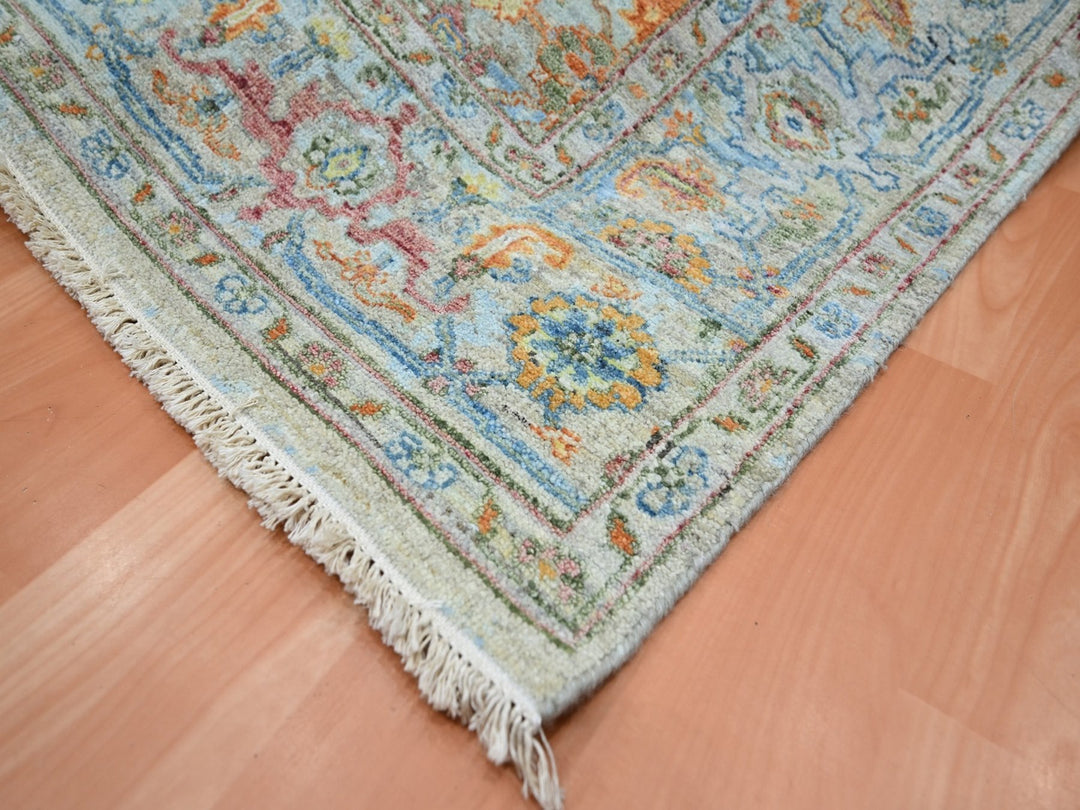 5'11" x 8'11" New Hand Knotted Blue Wool Rectangle Oriental Rug - MOA10275803