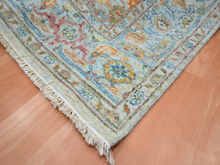 5'11" x 8'11" New Hand Knotted Blue Wool Rectangle Oriental Rug - MOA10275803