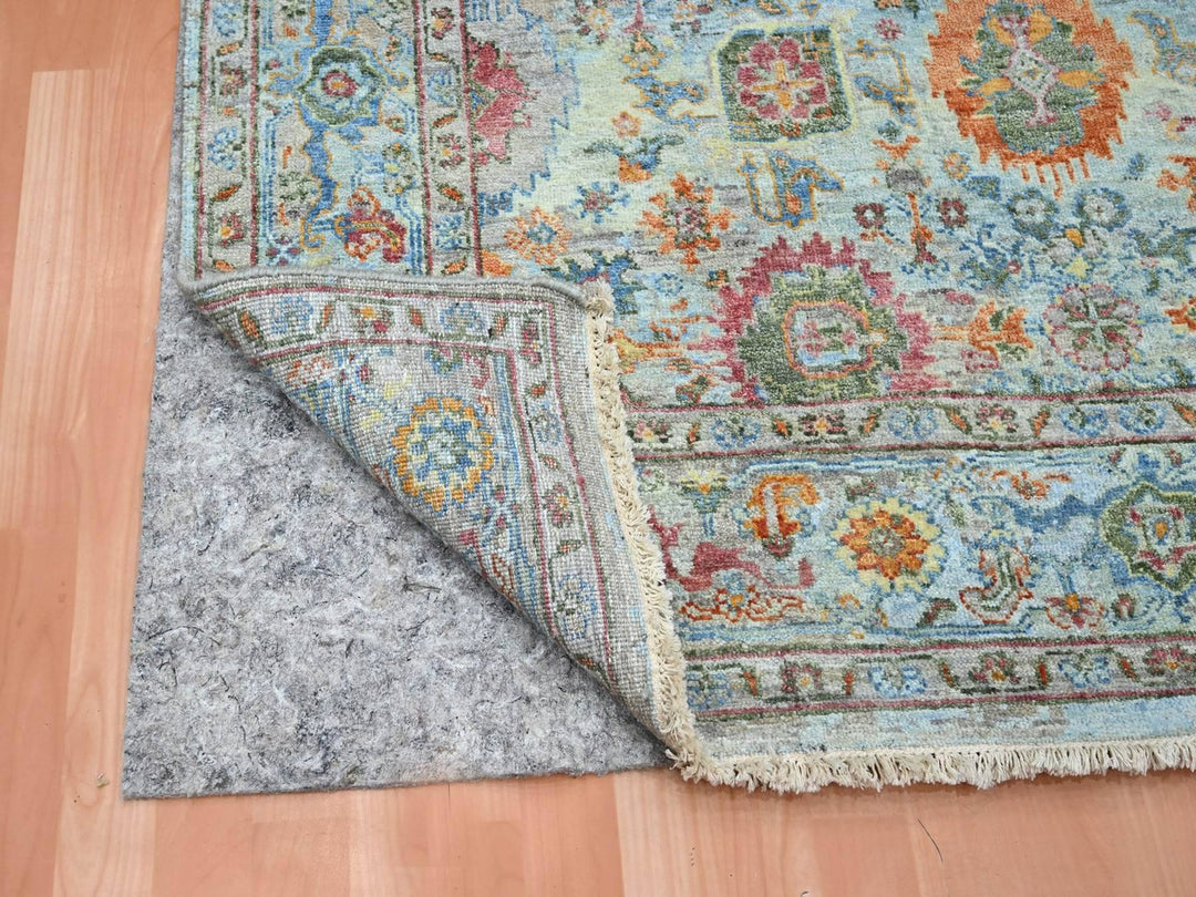 5'0" x 6'11" New Hand Knotted Blue Wool Rectangle Oriental Rug - MOA10275804