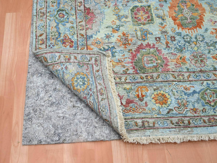 5'0" x 6'11" New Hand Knotted Blue Wool Rectangle Oriental Rug - MOA10275804