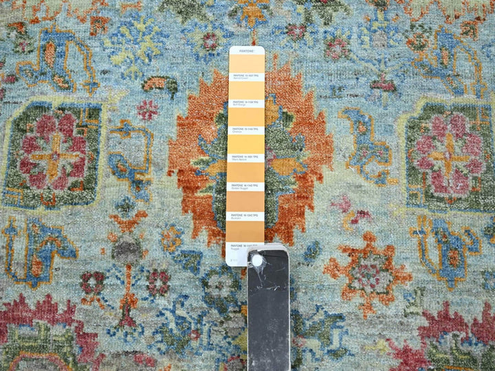 5'0" x 6'11" New Hand Knotted Blue Wool Rectangle Oriental Rug - MOA10275804