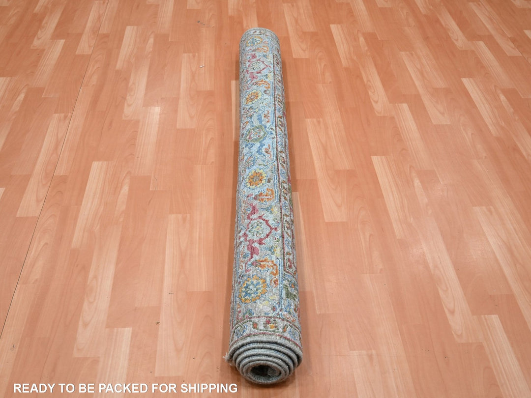 5'0" x 6'11" New Hand Knotted Blue Wool Rectangle Oriental Rug - MOA10275804