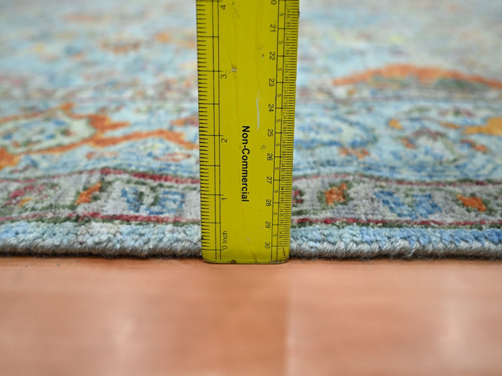 5'0" x 6'11" New Hand Knotted Blue Wool Rectangle Oriental Rug - MOA10275804