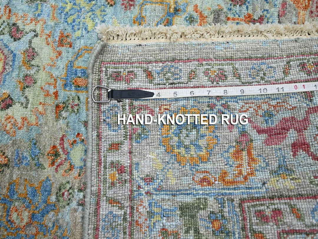 5'0" x 6'11" New Hand Knotted Blue Wool Rectangle Oriental Rug - MOA10275804