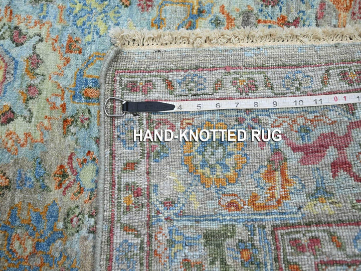 5'0" x 6'11" New Hand Knotted Blue Wool Rectangle Oriental Rug - MOA10275804