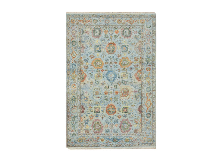 3'10" x 5'11" New Hand Knotted Blue Wool Rectangle Oriental Rug - MOA10275805