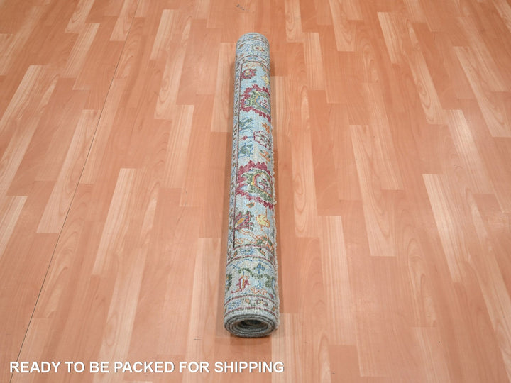 3'10" x 5'11" New Hand Knotted Blue Wool Rectangle Oriental Rug - MOA10275805