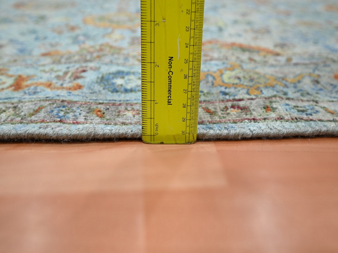 3'10" x 5'11" New Hand Knotted Blue Wool Rectangle Oriental Rug - MOA10275805