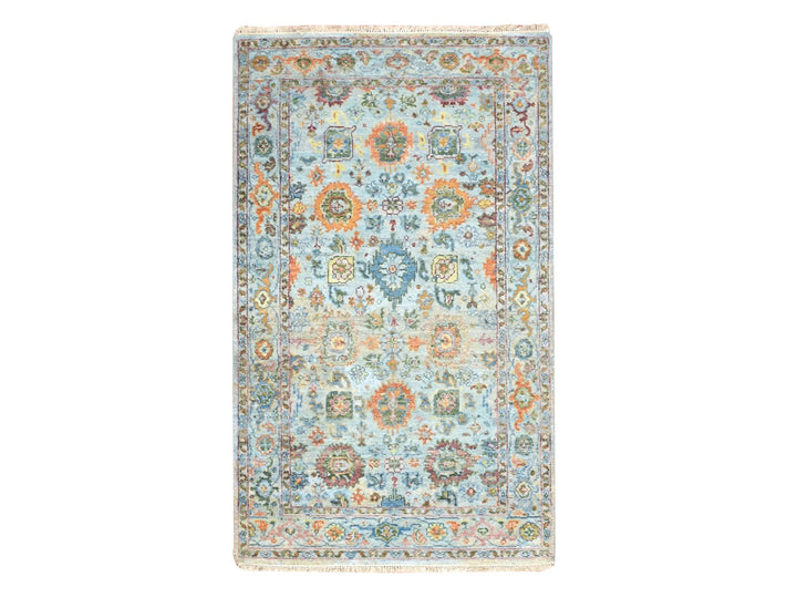 3'0" x 5'1" New Hand Knotted Blue Wool Rectangle Oriental Rug - MOA10275806