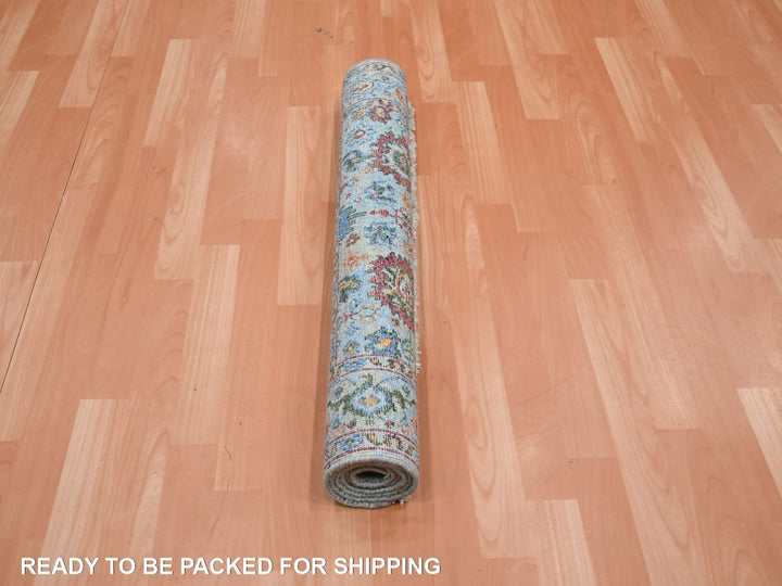 3'0" x 5'1" New Hand Knotted Blue Wool Rectangle Oriental Rug - MOA10275806