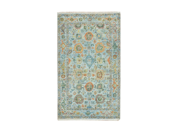 2'11" x 5'0" New Hand Knotted Blue Wool Rectangle Oriental Rug - MOA10275807