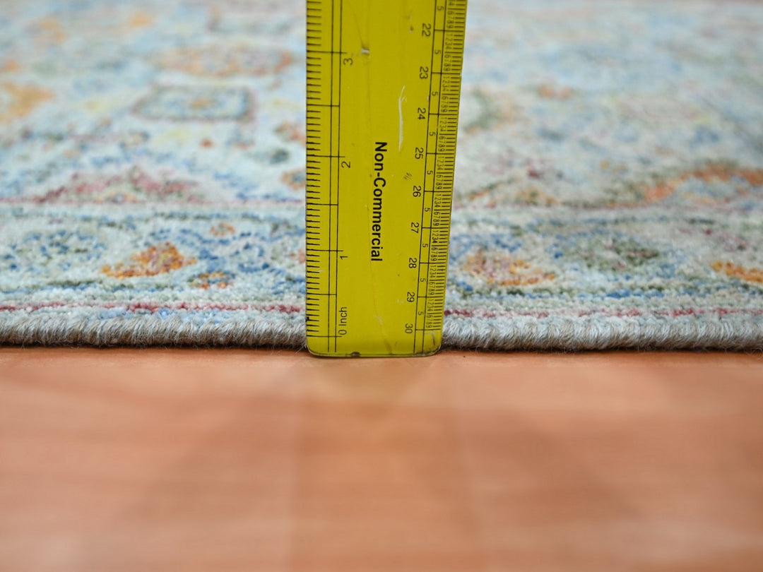 2'5" x 24'10" New Hand Knotted Blue Wool Runner Oriental Rug - MOA10275809