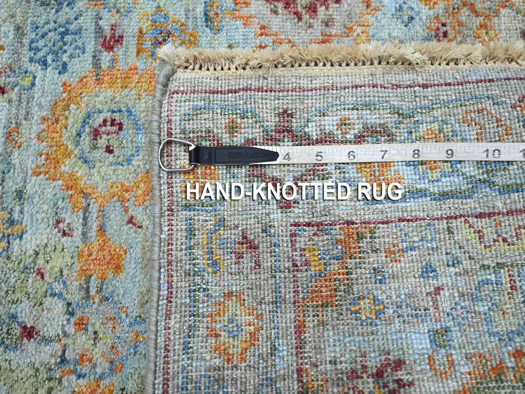 2'5" x 24'10" New Hand Knotted Blue Wool Runner Oriental Rug - MOA10275809