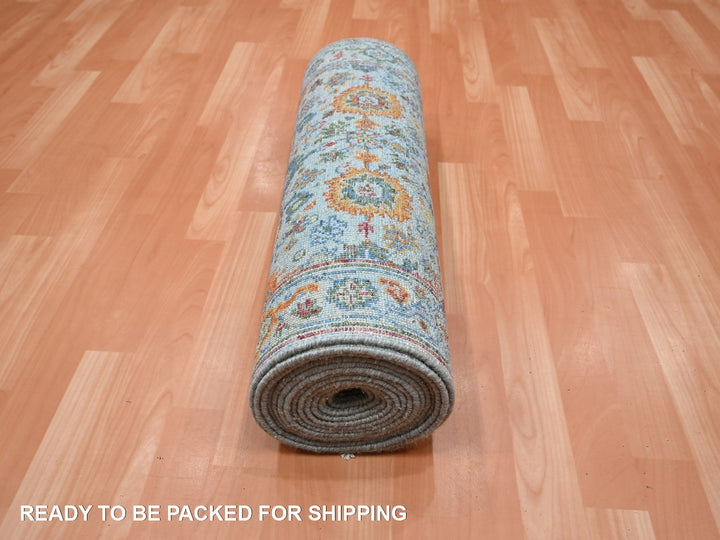 2'6" x 17'10" New Hand Knotted Blue Wool Runner Oriental Rug - MOA10275810