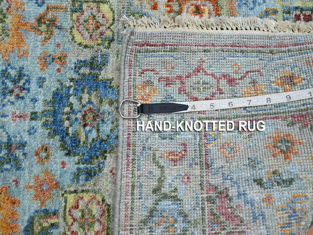 2'6" x 9'11" New Hand Knotted Blue Wool Runner Oriental Rug - MOA10275813