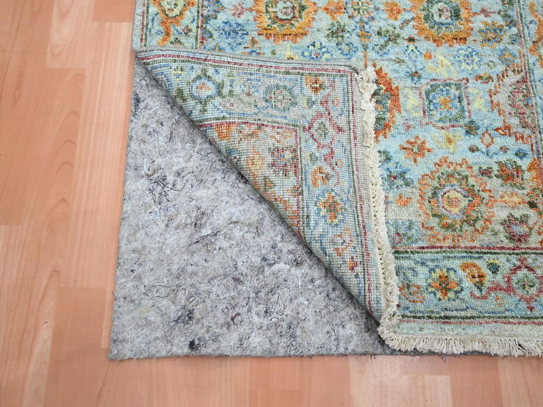 2'6" x 5'11" New Hand Knotted Blue Wool Runner Oriental Rug - MOA10275815