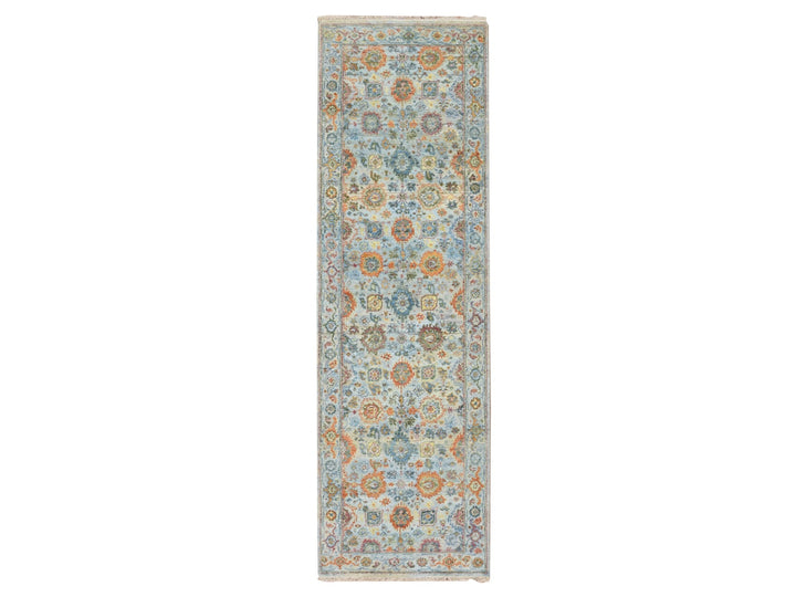 2'5" x 8'0" New Hand Knotted Blue Wool Runner Oriental Rug - MOA10275816