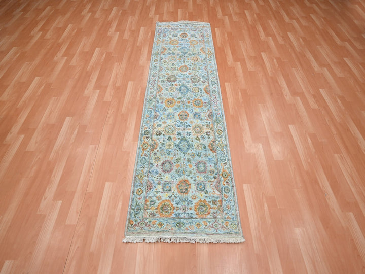 2'5" x 8'0" New Hand Knotted Blue Wool Runner Oriental Rug - MOA10275816