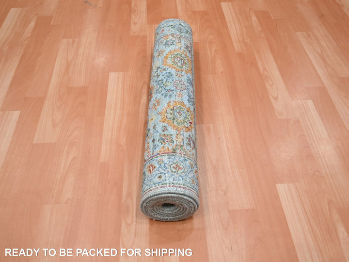 2'5" x 8'0" New Hand Knotted Blue Wool Runner Oriental Rug - MOA10275816