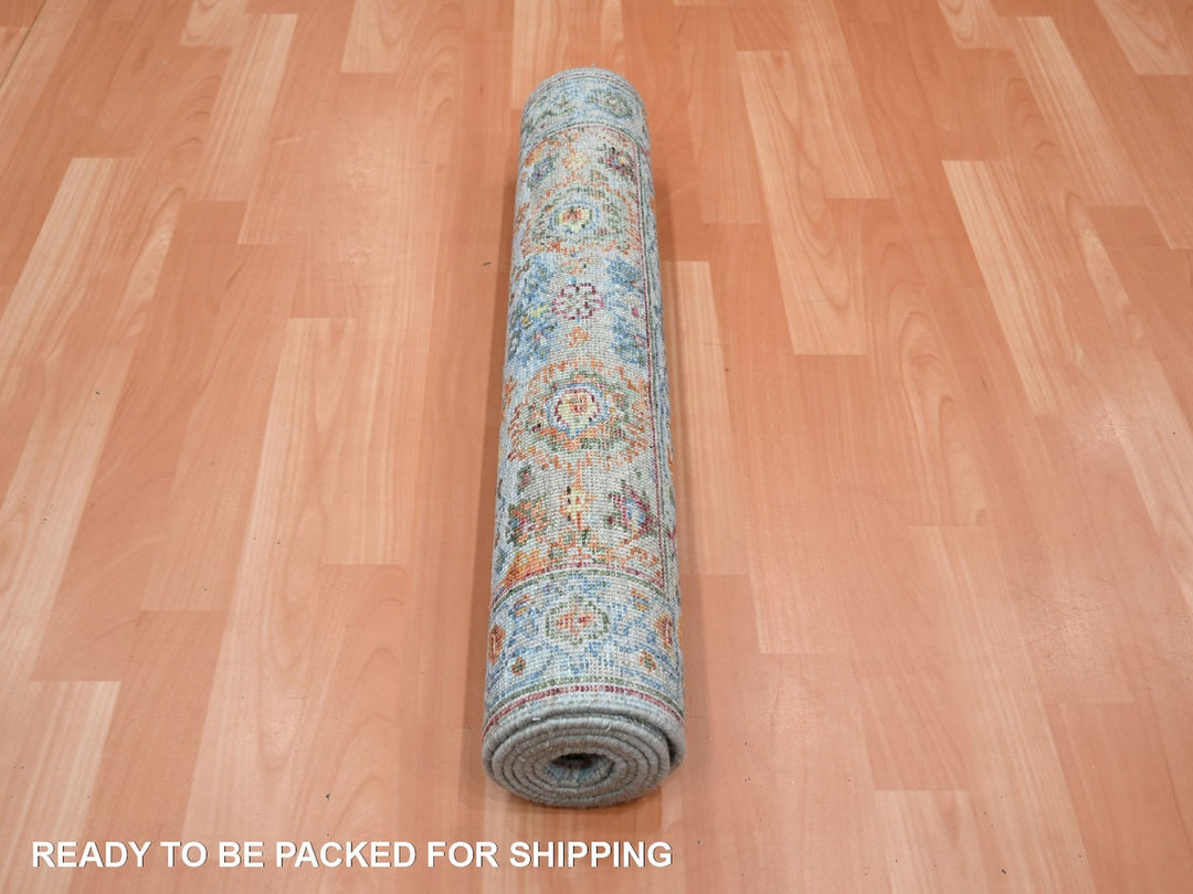 2'6" x 5'11" New Hand Knotted Blue Wool Runner Oriental Rug - MOA10275817