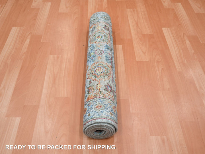 2'6" x 5'11" New Hand Knotted Blue Wool Runner Oriental Rug - MOA10275817